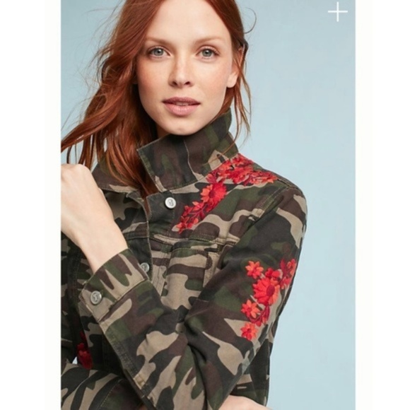 Anthropologie Jackets & Blazers - Anthropologie Pilcro Embroidered Camo Jacket